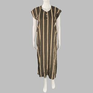 MARIA CORNEJO Size XS Black Beige Viscose Blend Stripe Tunic Long Dress